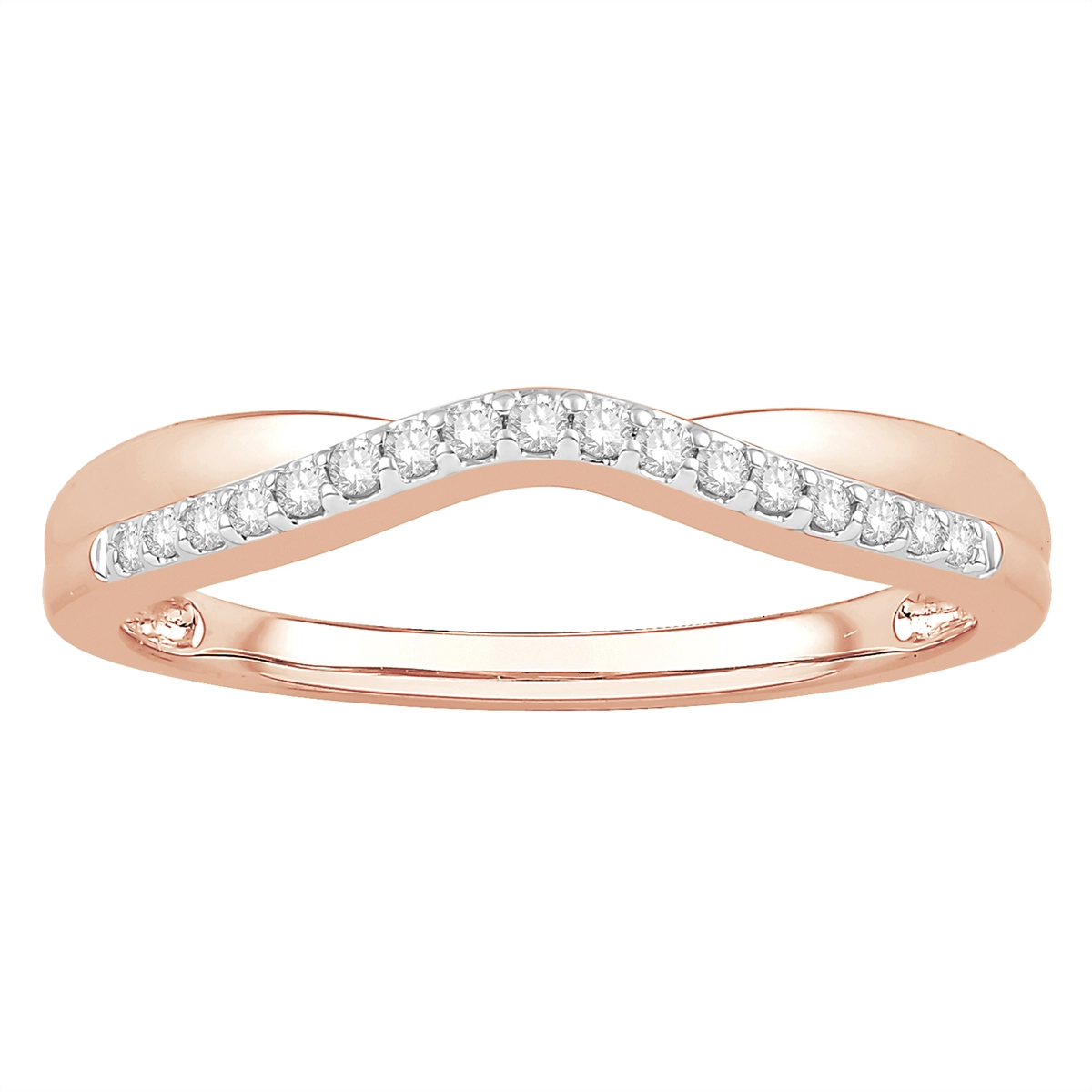 14K Rose Gold Diamond Curved Band