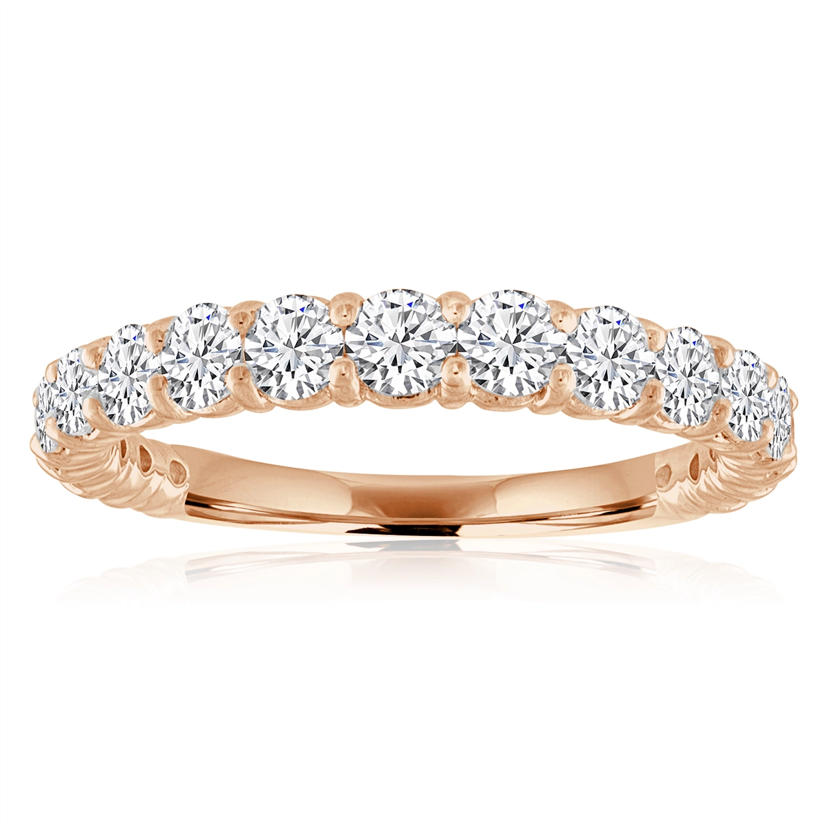 14K Rose Gold Round Diamond Band