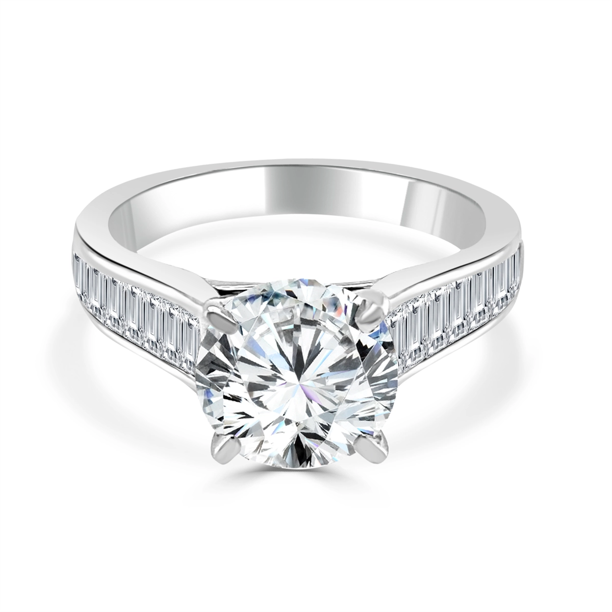 14K White Gold Channel Set Baguette Semi Mount Diamond Ring