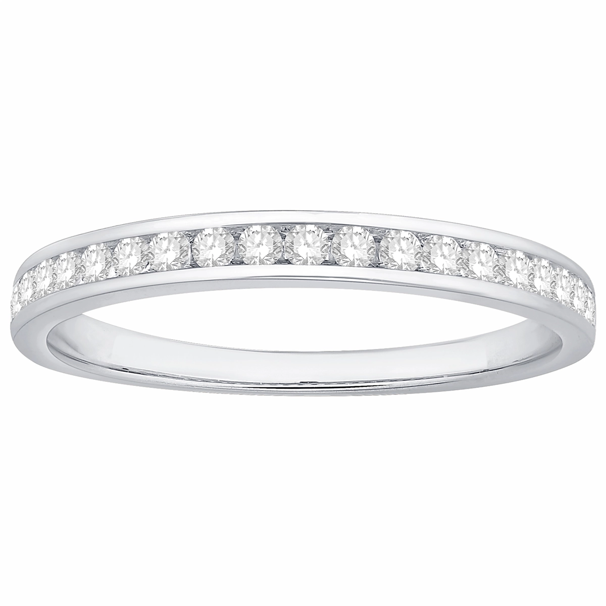 14K White Gold Channel Set Diamond Band