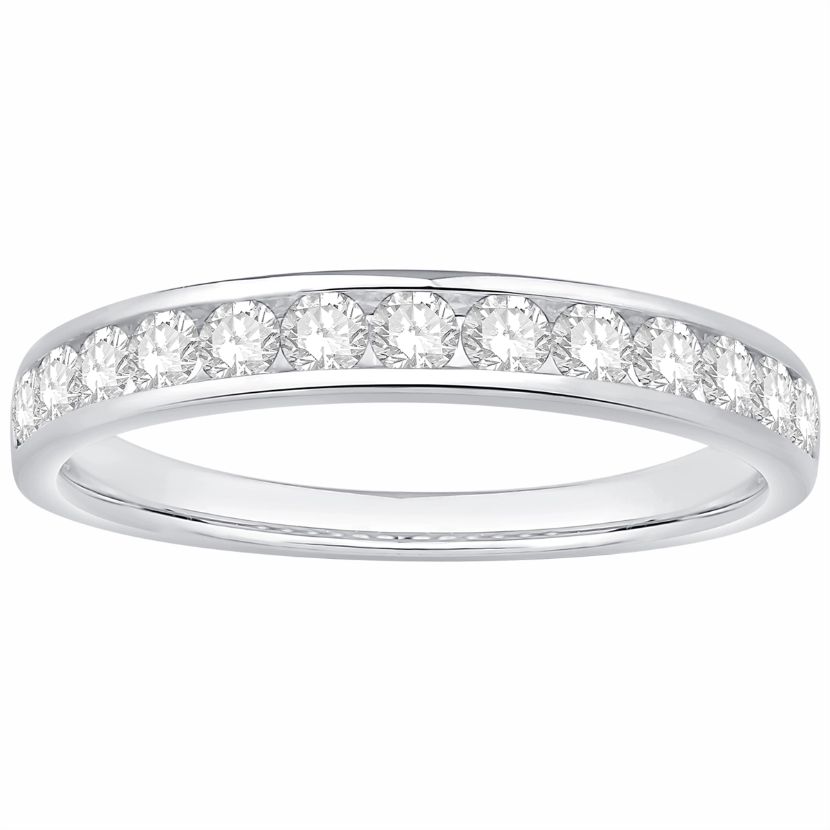 14K White Gold Channel Set Diamond Band