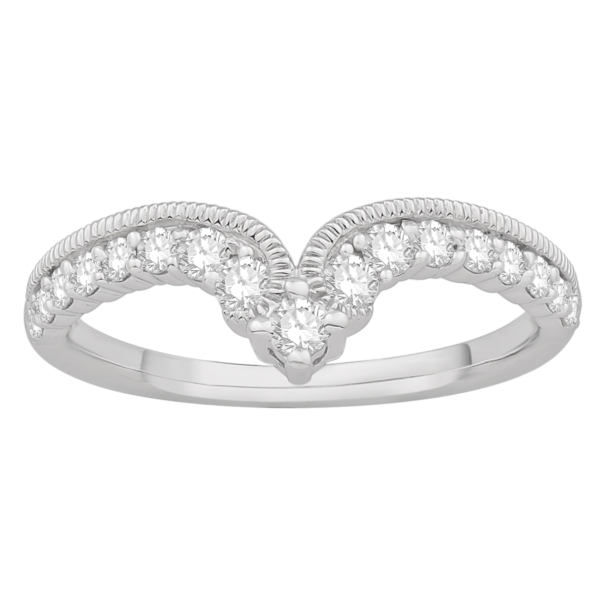 14K White Gold Curved Diamond Band