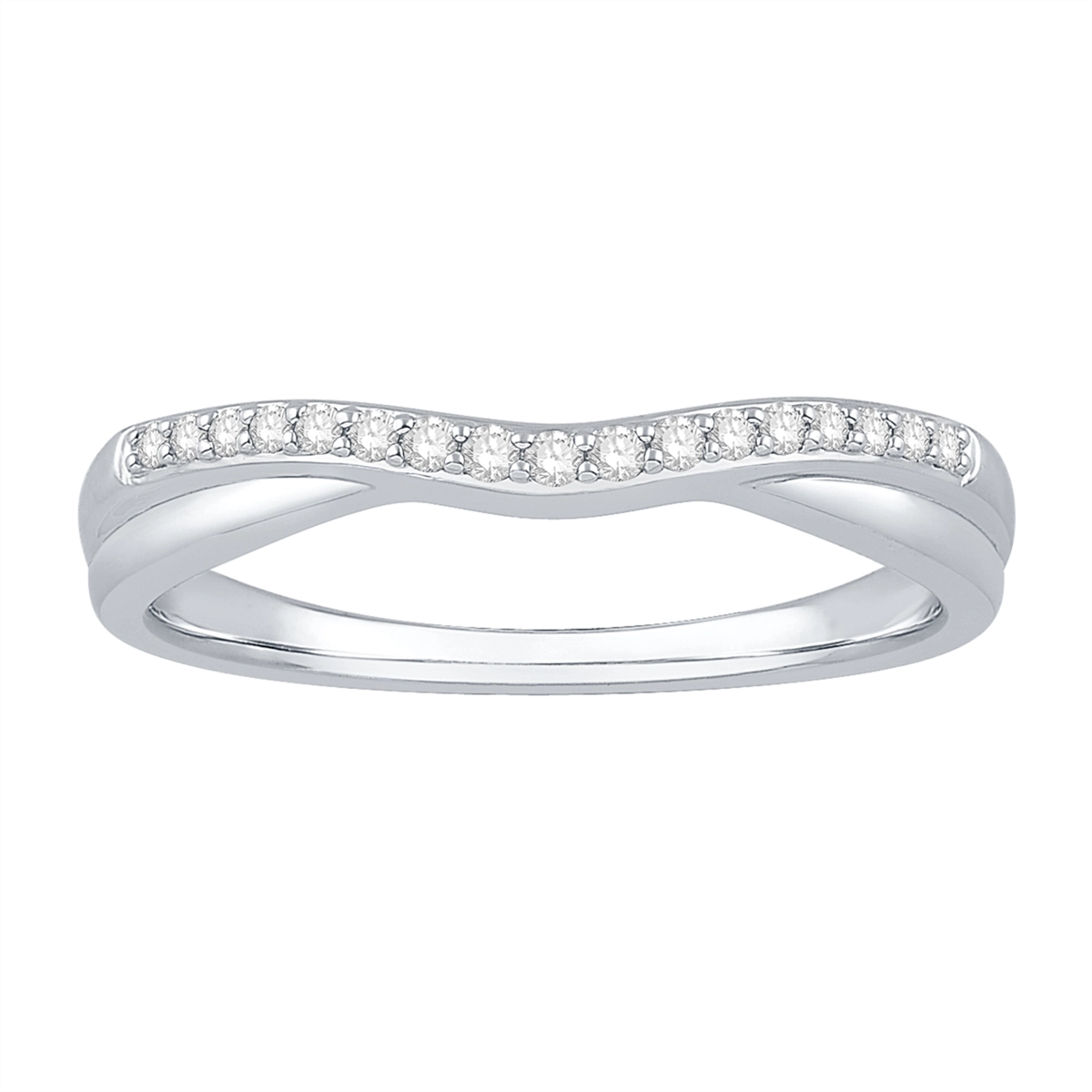 14K White Gold Curved Diamond Band