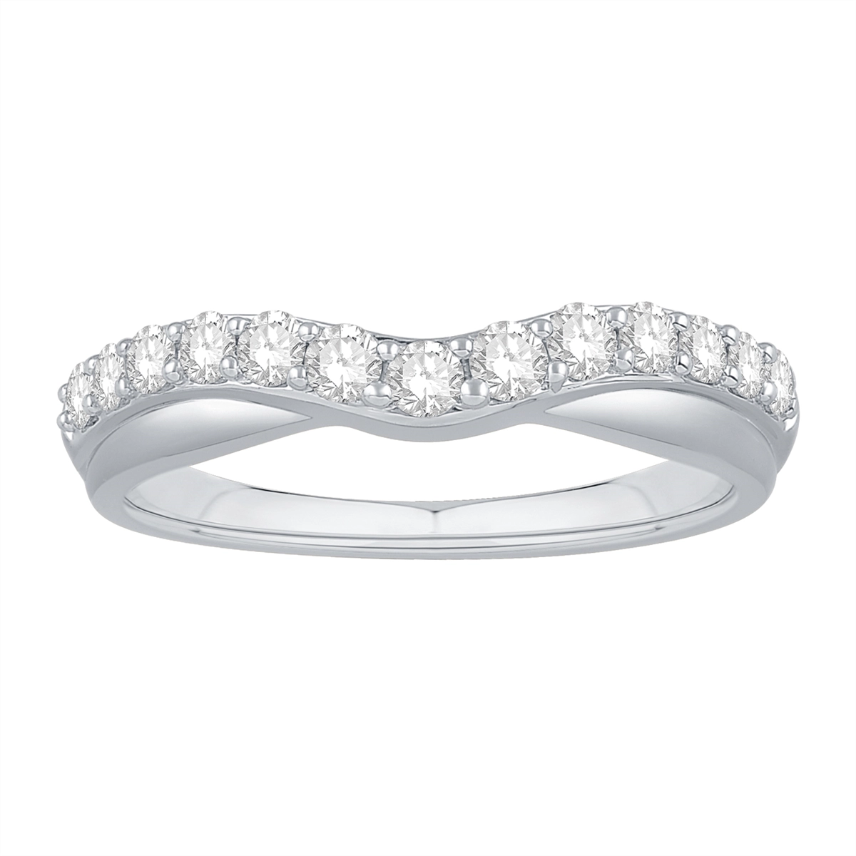 14K White Gold Curved Diamond Band