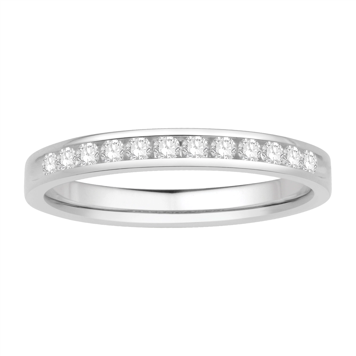 14K White Gold Diamond Band, Channel Set