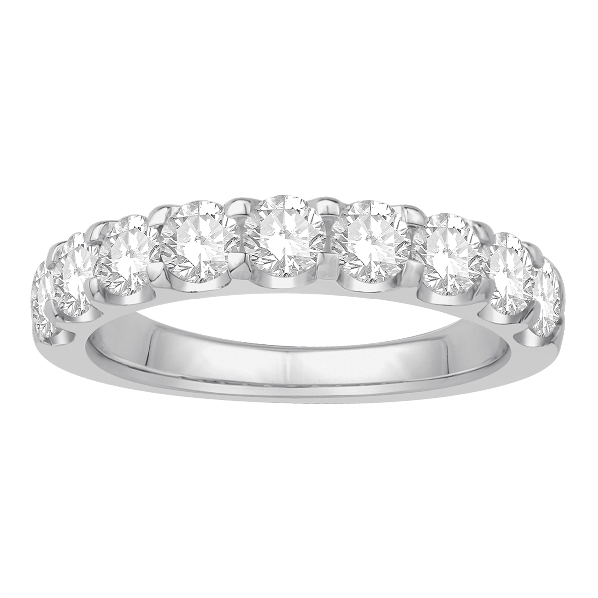 14K White Gold Diamond Band, Prong Set