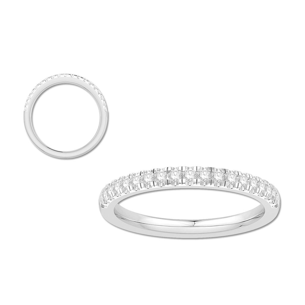 14K White Gold Diamond Band, Prong Set