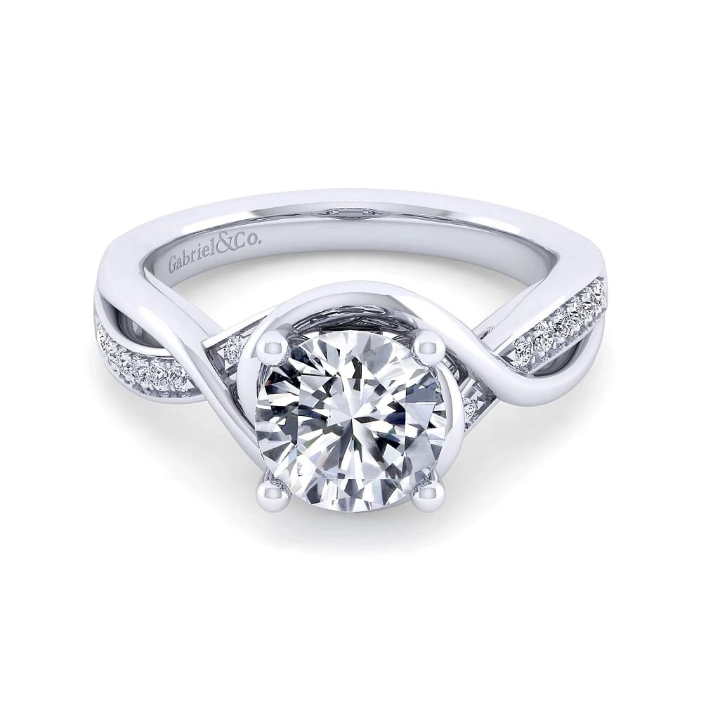 14K White Gold Diamond Semi-mount Ring