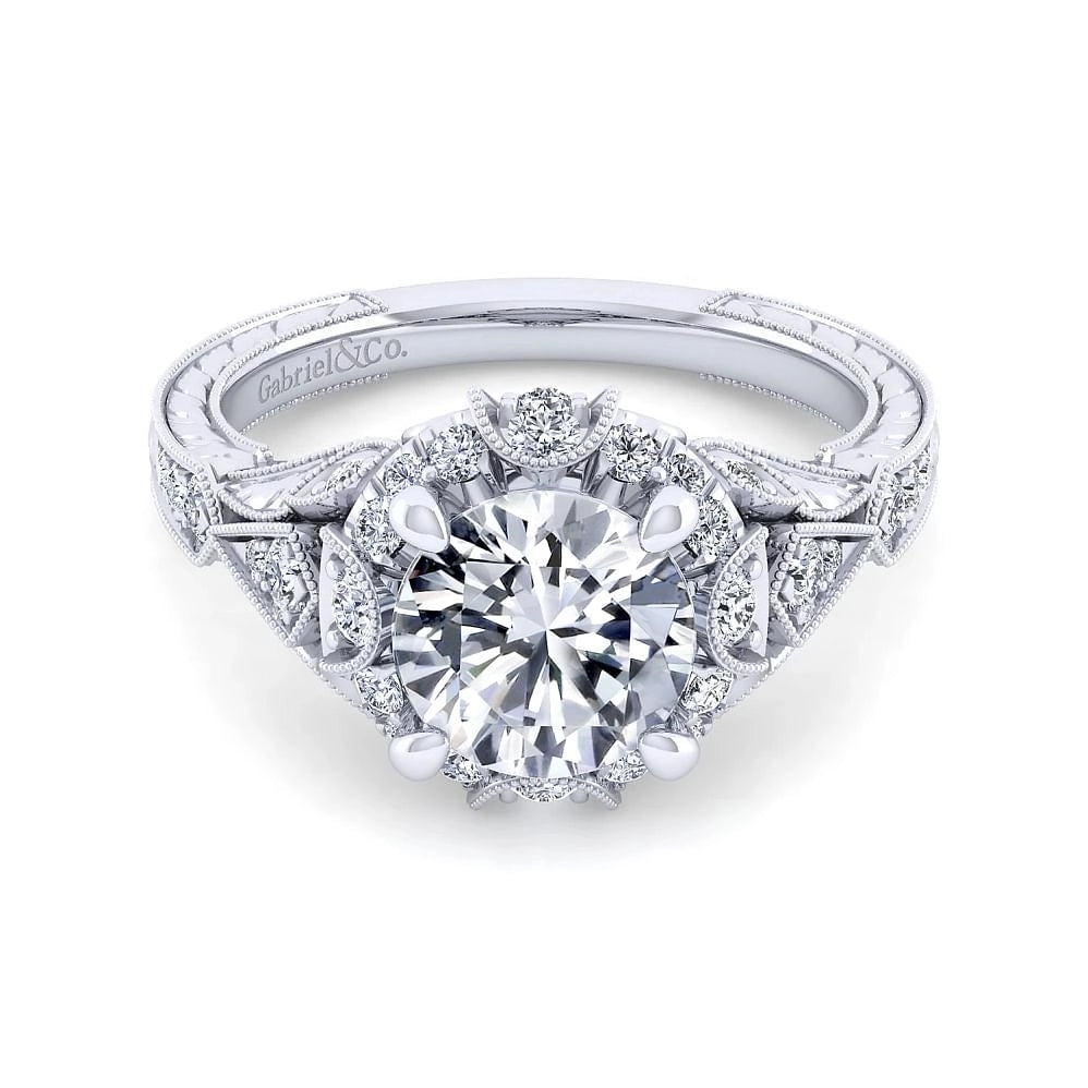 14K White Gold Diamond Semi-mount Ring