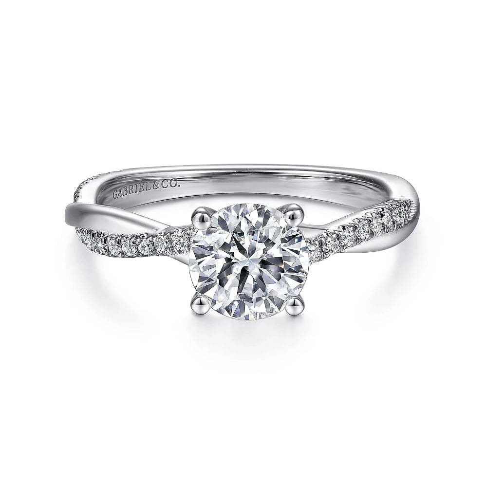 14K White Gold Diamond Semi-mount Ring