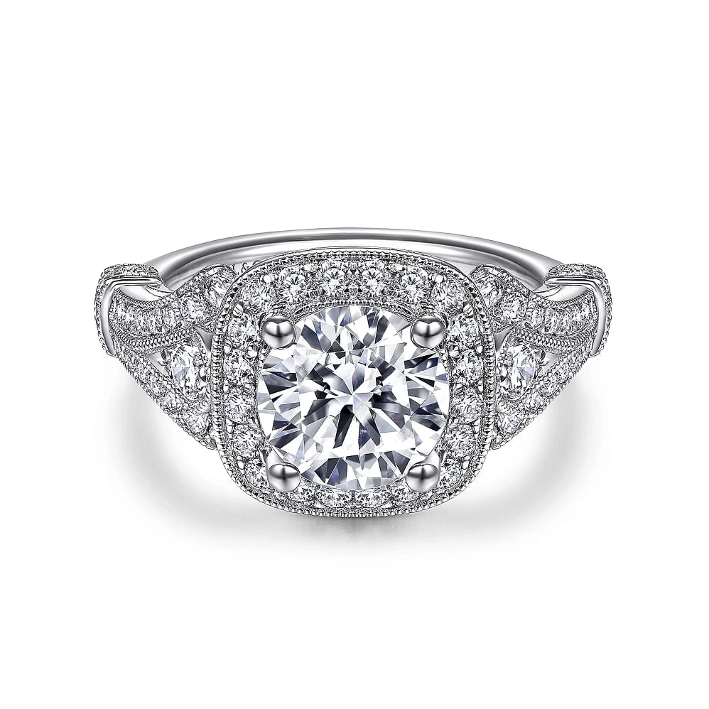 14K White Gold Diamond Semi-mount Ring