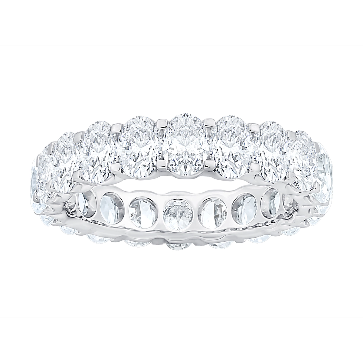 14K White Gold Oval Diamond Eternity Band