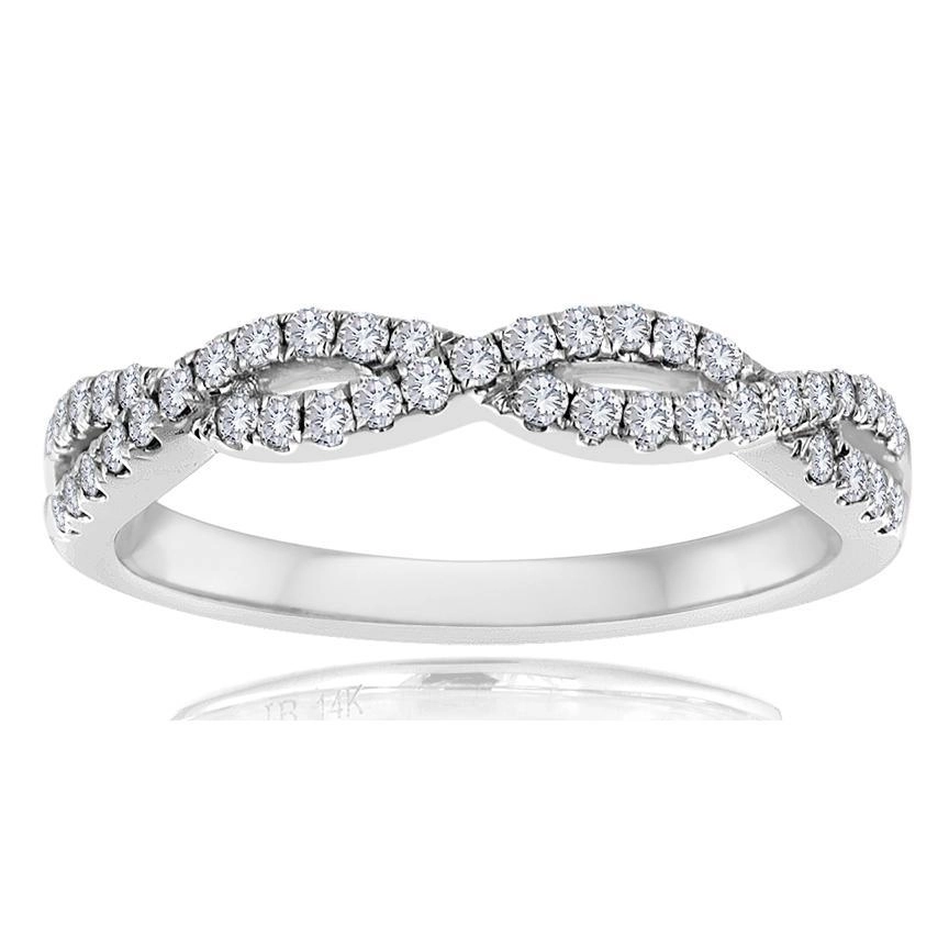 14K White Gold Pave Diamond Twist Band