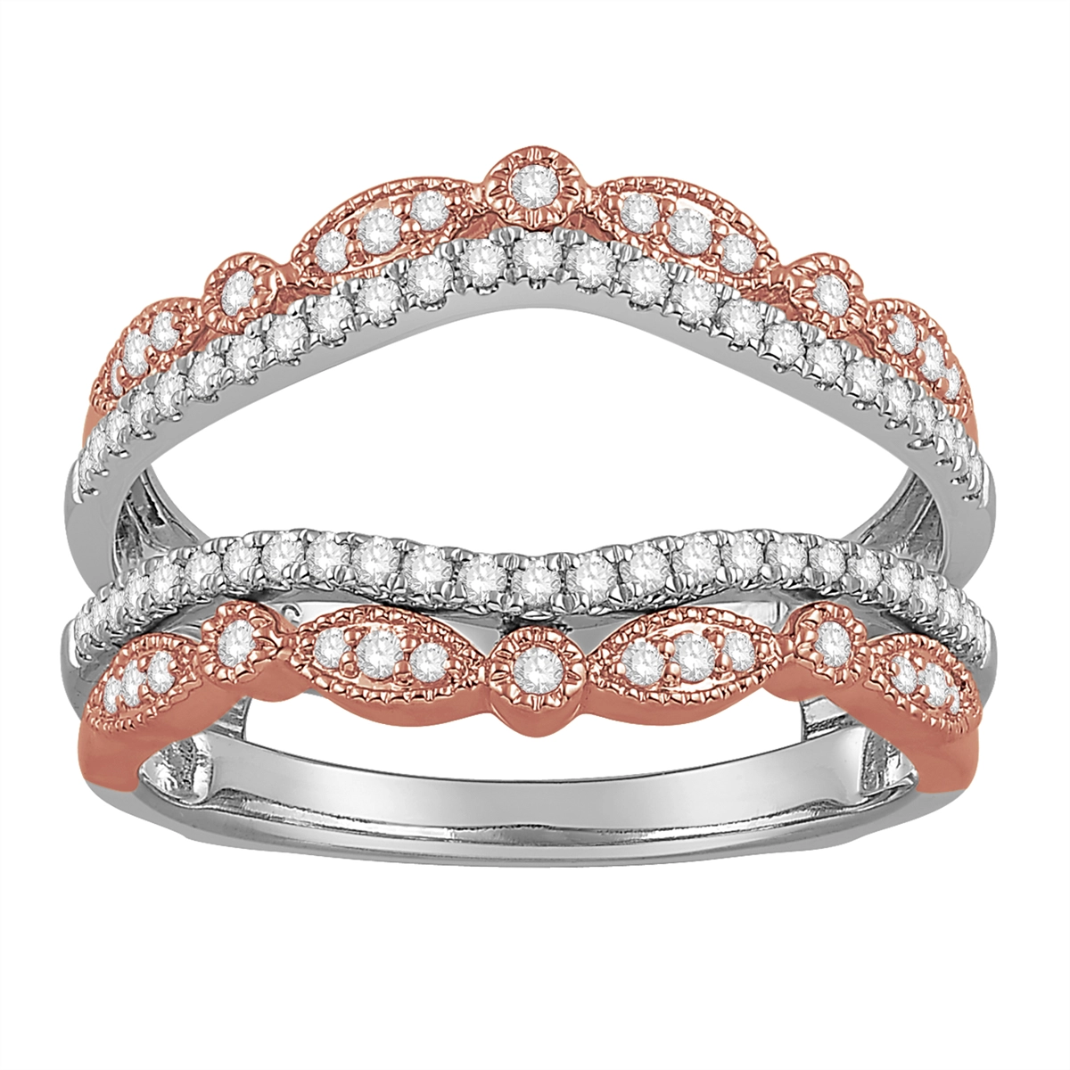 14K White & Rose Gold Diamond Ring Guard