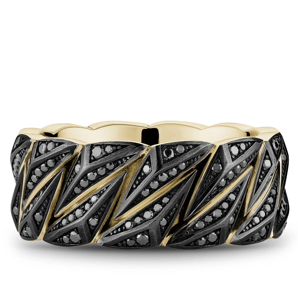 14K Yellow Gold Black Diamond Band