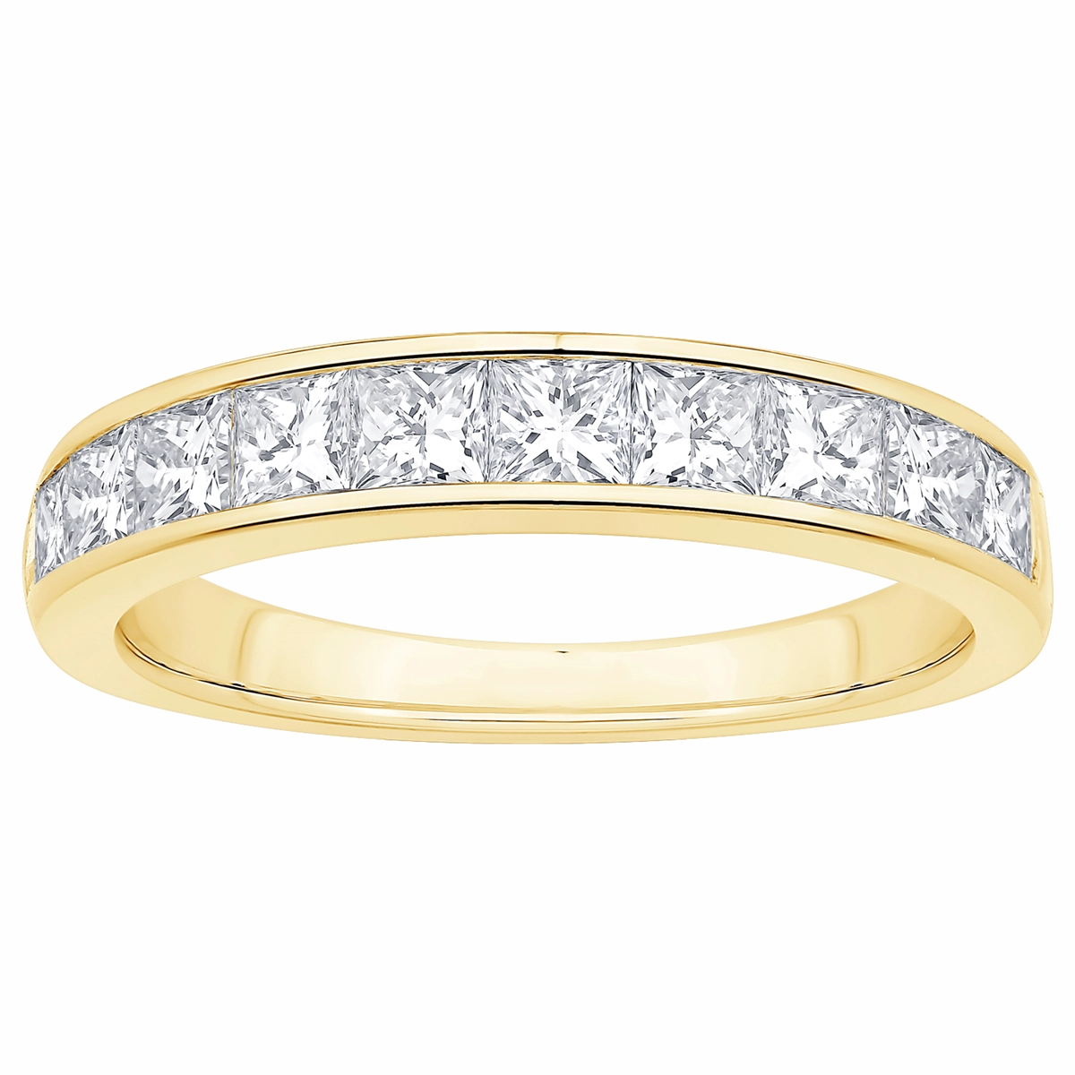 14K Yellow Gold Channel Set Princess Cut Diamond Band