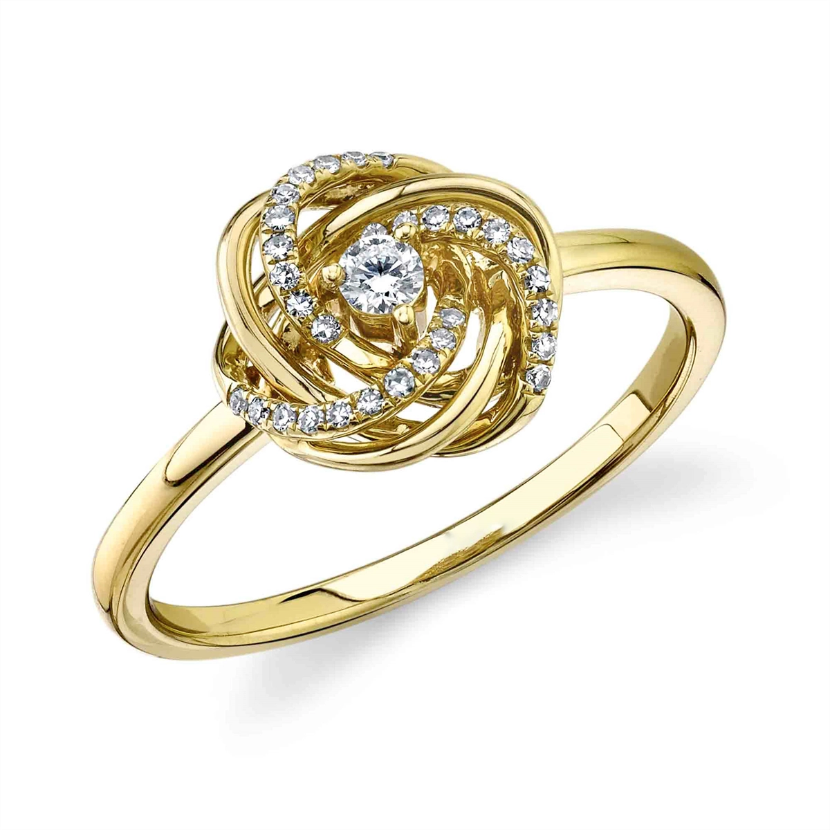 14K Yellow Gold Diamond Love Knot Ring