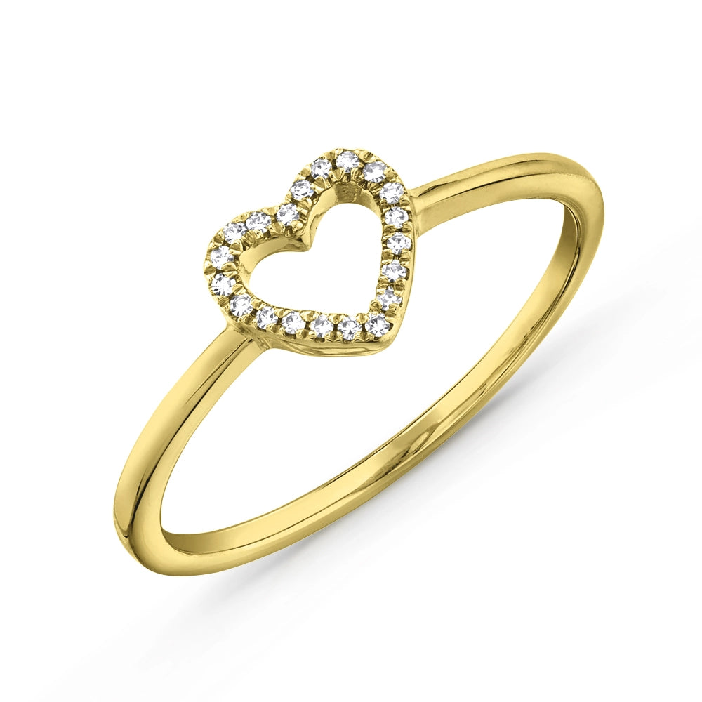 14K Yellow Gold Heart Diamond Ring