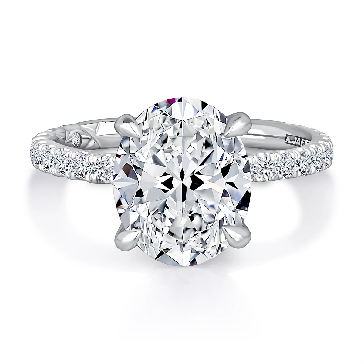 A. Jaffe 14K White Gold Diamond Semi-mount Ring with Hidden Halo