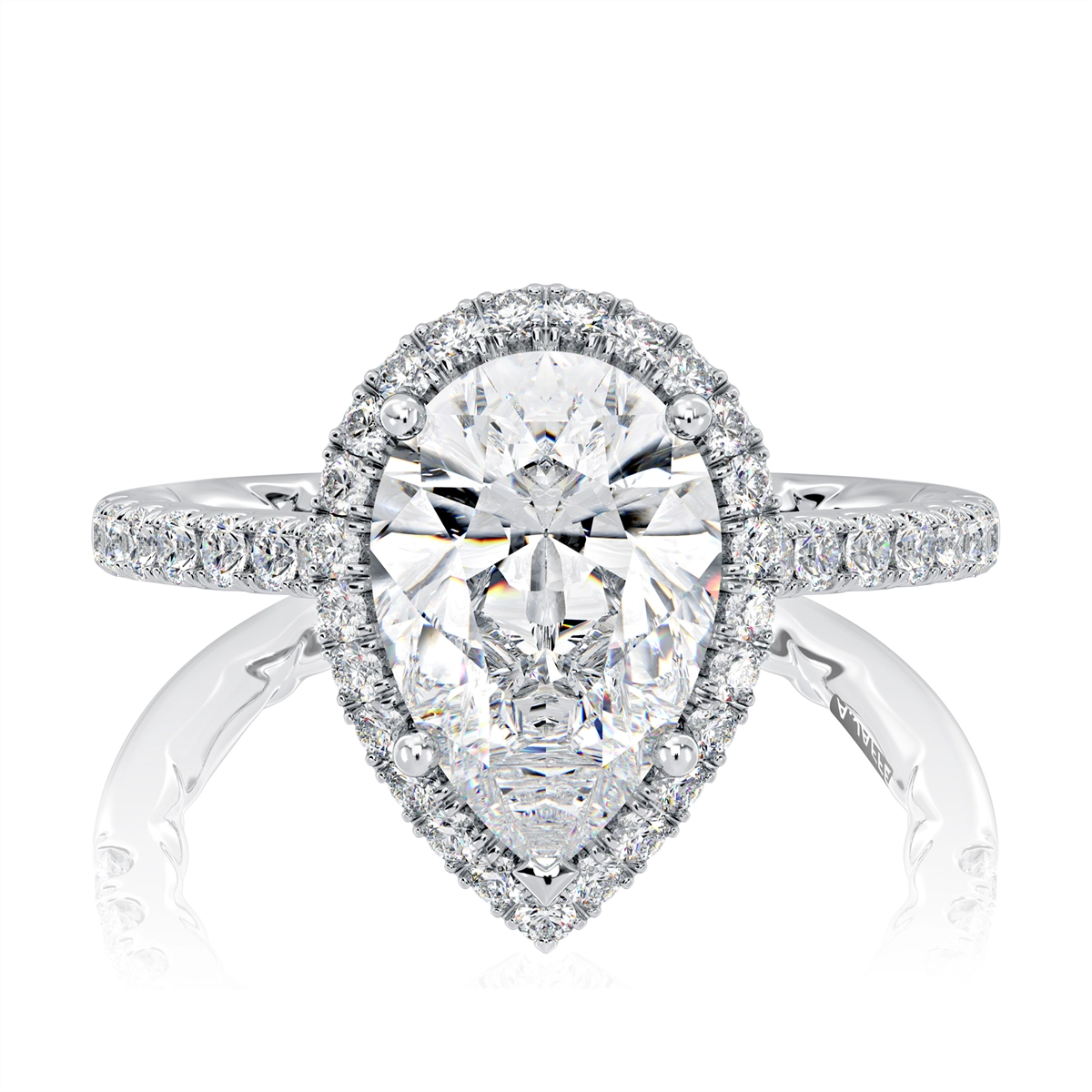 A. Jaffe 14K White Gold Pear Halo Semi Mount Diamond Ring