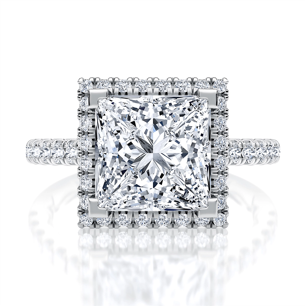 A. Jaffe 14K White Gold Square Halo Diamond Ring