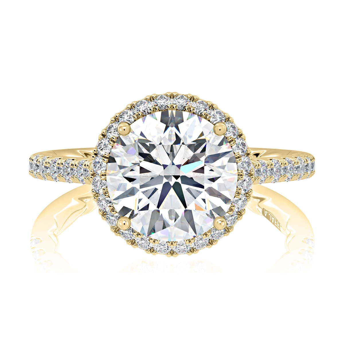 A. Jaffe 14K Yellow Gold Round Halo Semi Mount Diamond Ring