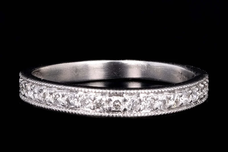 Modern 14K White Gold .25 Carat Round Brilliant Cut Diamond Half Eternity Band