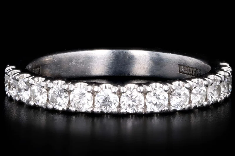 Modern 18K White Gold .50 Carat Round Brilliant Cut Diamond Half Eternity Band