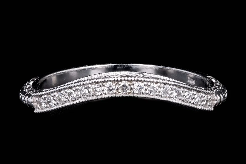 14K White Gold Half Eternity Curved Diamond Band Ring Jacket