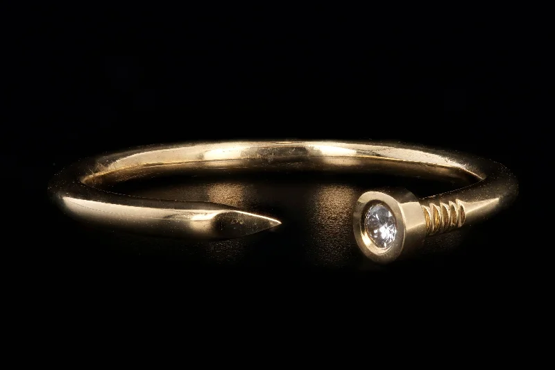 New 14K Yellow Gold Diamond Nail Cuff Ring