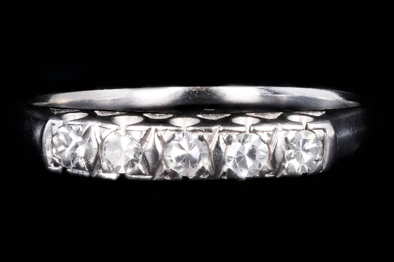 Retro 14K White Gold .15 Carat Single Cut Diamond Band