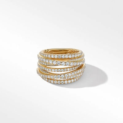 David Yurman 16mm Crossover Wide Diamond Ring