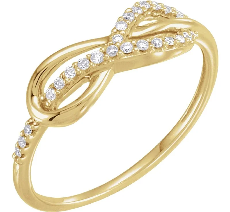 Diamond Infinity-Inspired Knot Ring, 14k Yellow Gold (1/10 Ctw, Color H+, Clarity I1)