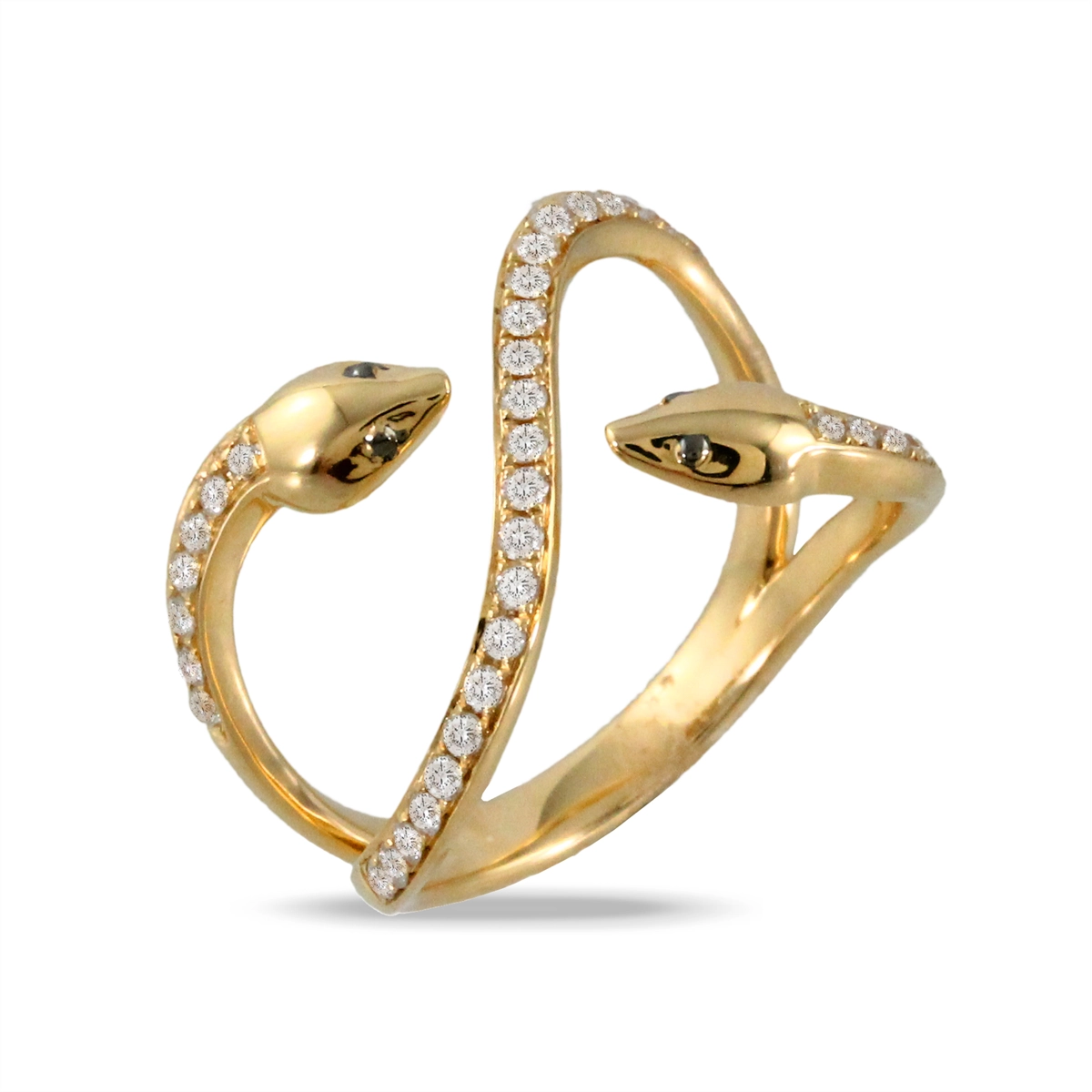 Doves 18K Yellow Gold Diamond Serpent Ring