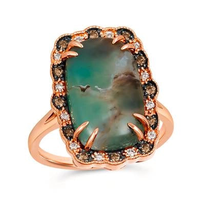 Le Vian 14K Strawberry Gold Peacock Aquaprase and Chocolate and Nude Diamond Ring