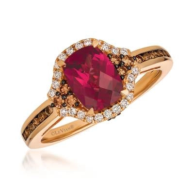 Le Vian 14K Strawberry Gold Raspberry Rhodolite and Chocolate and Vanilla Diamond Ring