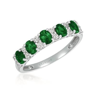 Le Vian 14K Vanilla Gold Costa Smeralda Emerald and Vanilla Diamond Band