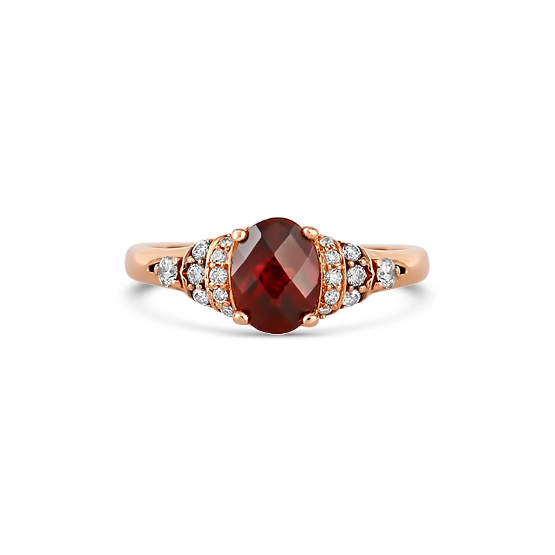 LeVian 14K Strawberry Gold Rhodolite Garnet and Diamond Ring (Estate - Retail When New $999)