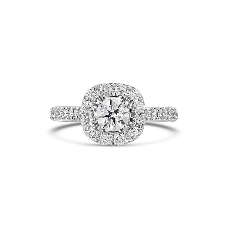 Neil Lane 14K White Gold Mounted Diamond Ring with Cushion Halo (Estate)