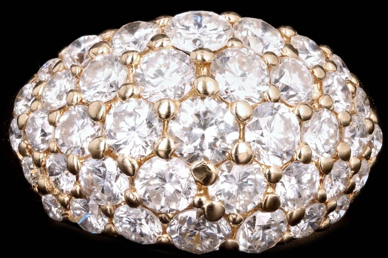 Modern 18K Yellow Gold 3 Carat Round Brilliant Cut Diamond Dome Ring