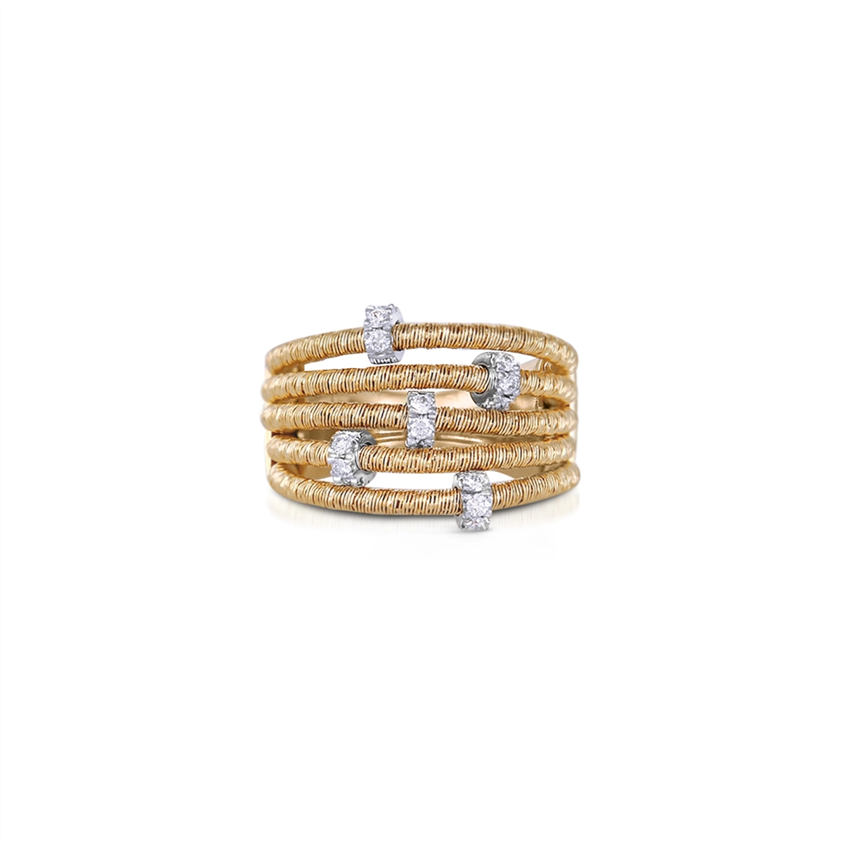 Piero Milano 18K Yellow Gold Diamond Multi Row Ring