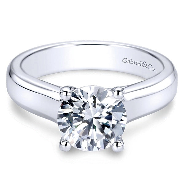 14K White Gold Round Solitaire Engagement Ring