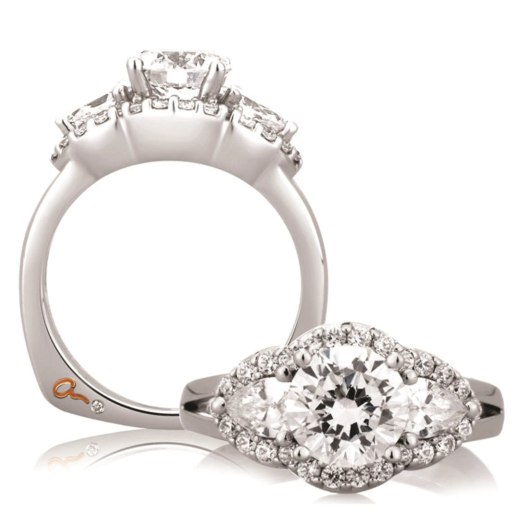 A. Jaffe 18K White Gold 3-Stone Diamond Engagement Ring