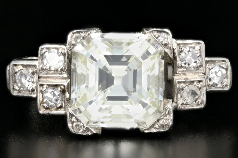 Art Deco 2.52CT Antique Asscher Cut Diamond Engagement Ring GIA Certified