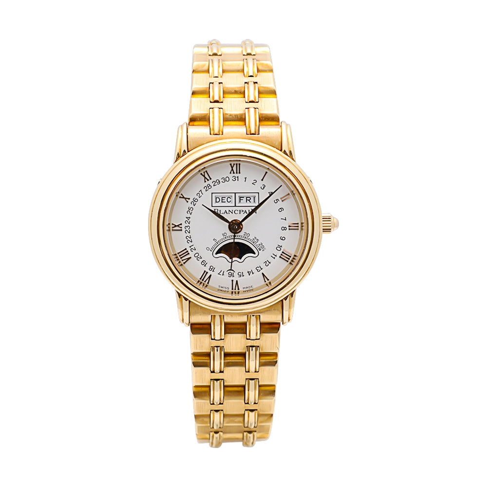 Blancpain Villeret Ladies 18K Yellow Gold Triple Calendar Moonphase Watch (Preowned)