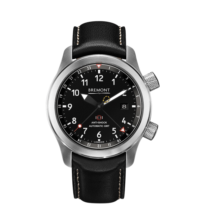 Bremont MBIII GMT Watch Black Dial Leather 43mm Automatic