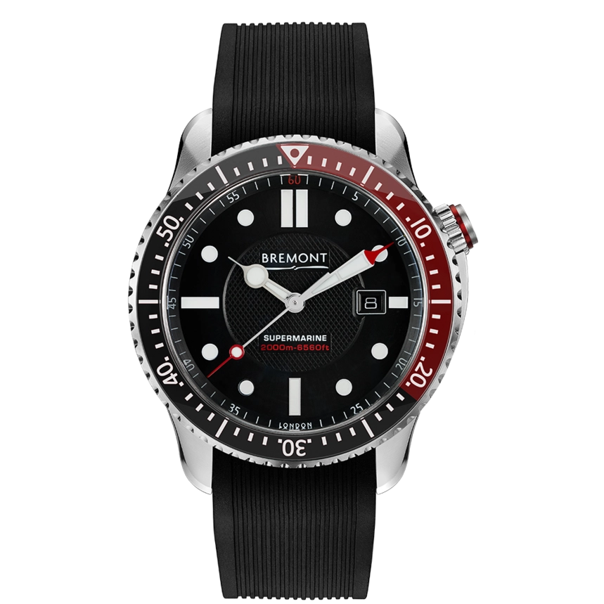 Bremont S2000 Supermarine Watch Black Dial Red/Black Bezel 45mm Automatic