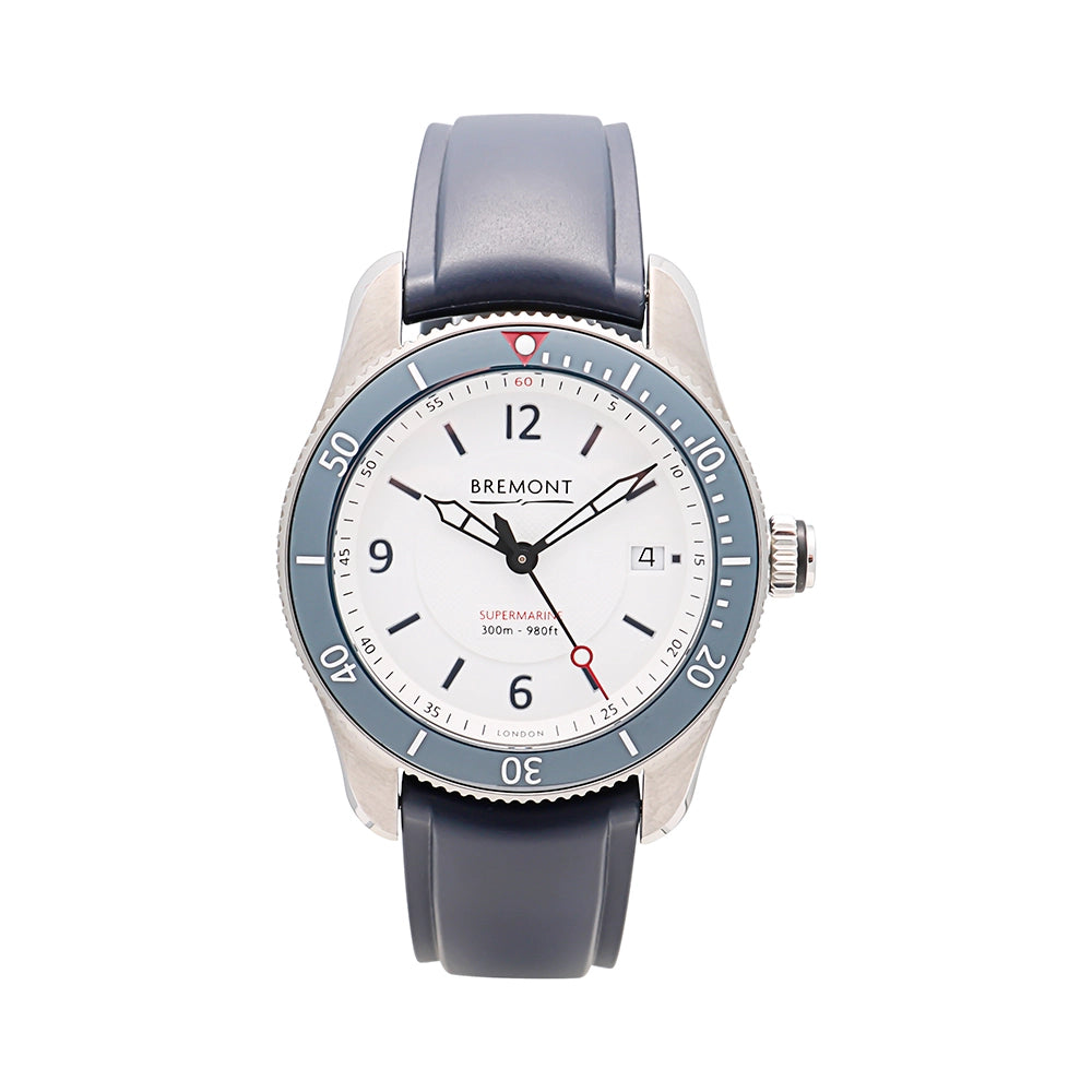 Bremont S300 Supermarine Watch White Dial Blue Rubber 40mm Automatic