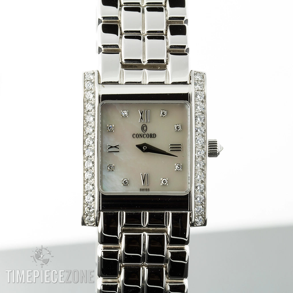 Concord La Tour Watch 14K White Gold MOP Dial Diamonds 20 x 25mm Quartz (FINAL SALE)