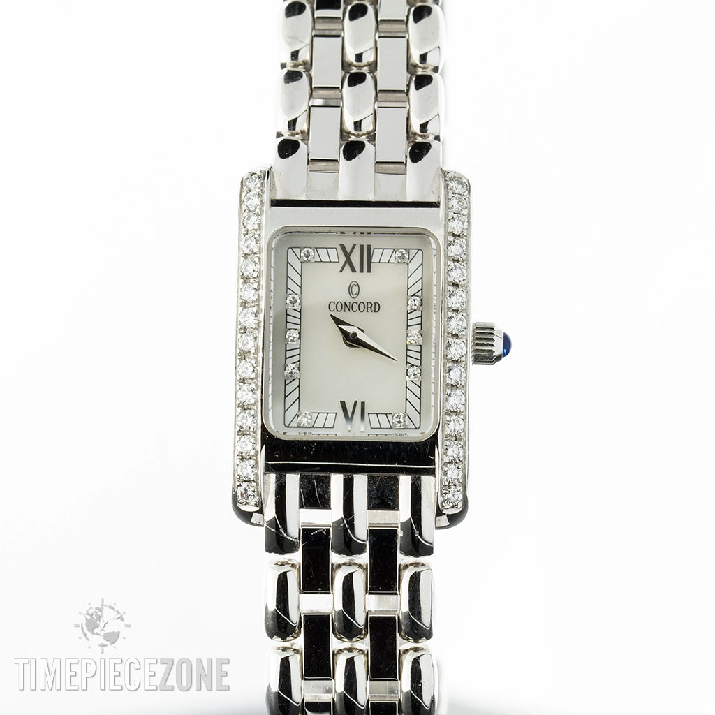 Concord Veneto Watch 18K White Gold MOP Dial Diamonds 17 x 20mm Quartz (FINAL SALE)